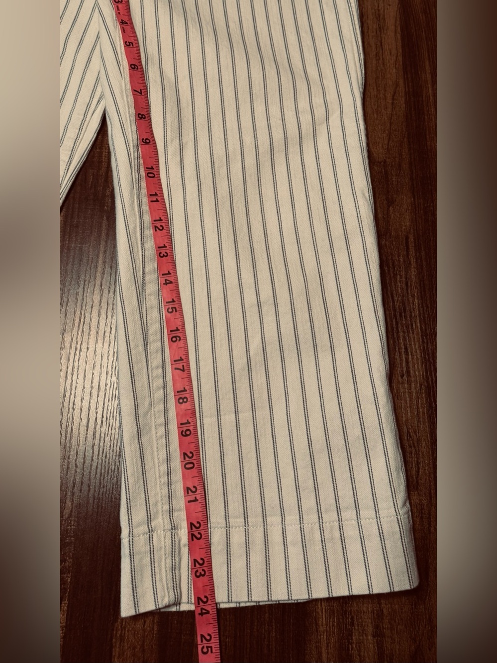 Madewell Women’s Cream Wide-Leg Crop Pants with Black Pinstripes, Sz 27. NWOT - Picture 10 of 15
